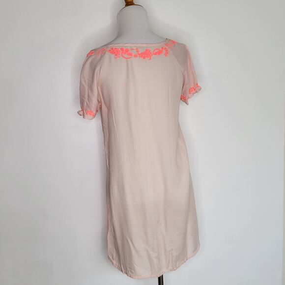 Boden Swim Cover Up Dress Embroidered Pink Viscose V Neck Tassel Women 4 - Picture 5 of 11